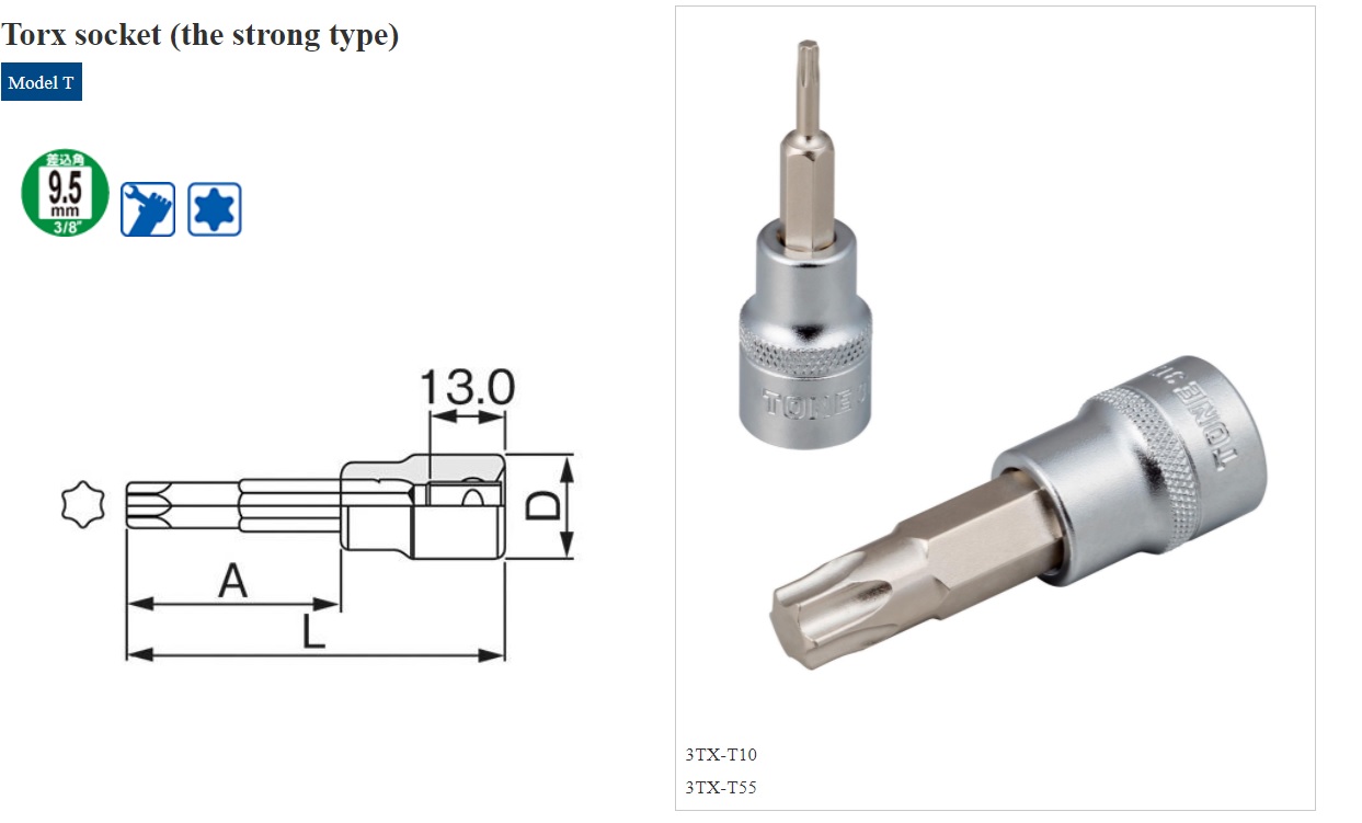 Ichiban Precision Sdn Bhd Tone Tone The E type Torx socket, Torx